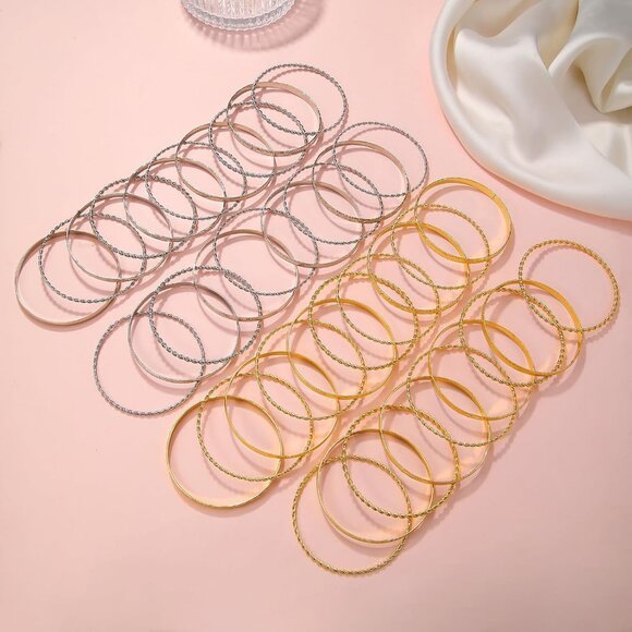 16Pcs Gold Bangle Bracelets for Women - Multi Layer Stackable Textured Bracelets - Picture 8 of 9